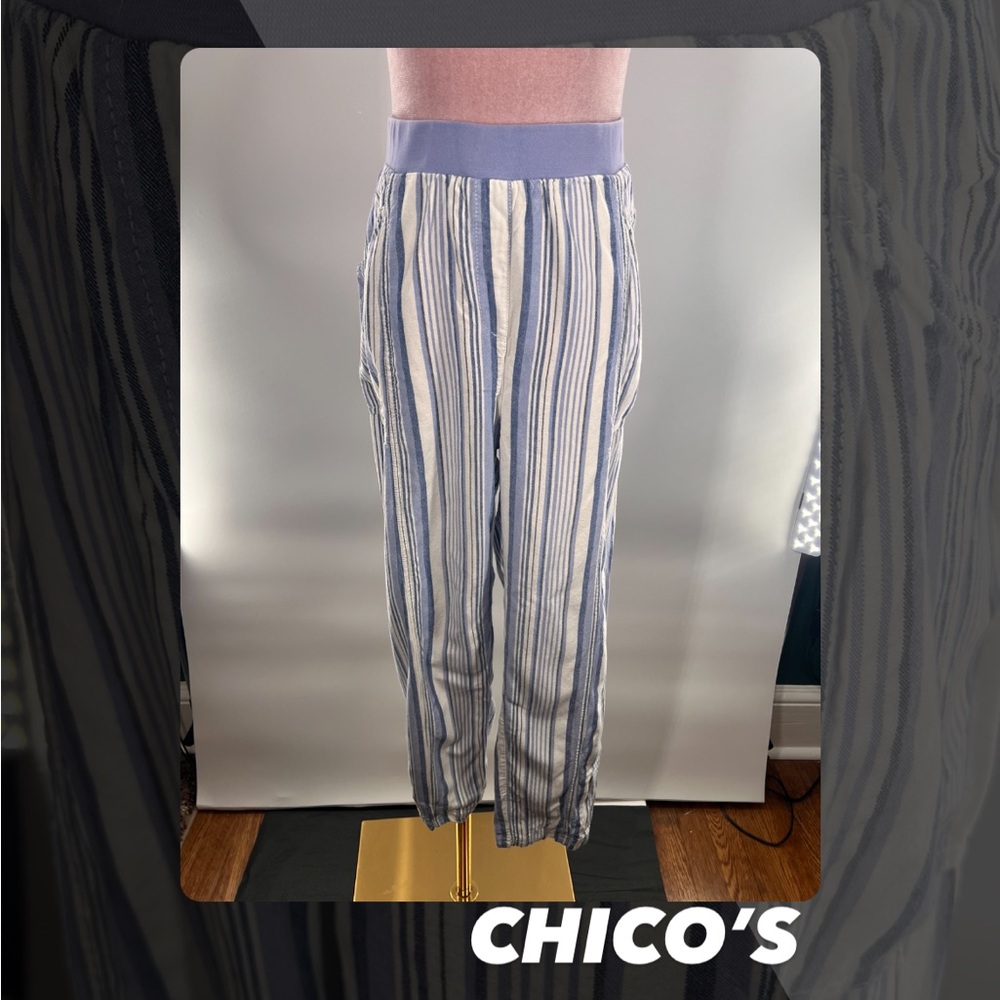 EUC Chico’s Striped Roll Hem Pants